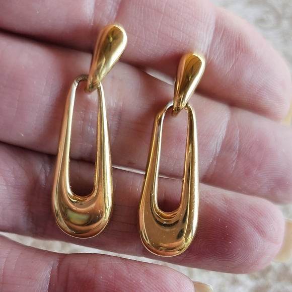 VTG Napier Gold Drop Earrings - Picture 2 of 4